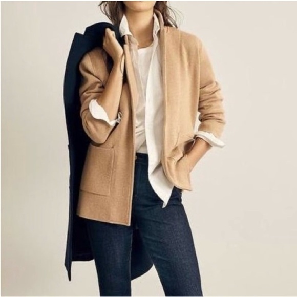 J Crew Sophie Camel Open Front Sweater Blazer - Picture 2 of 8